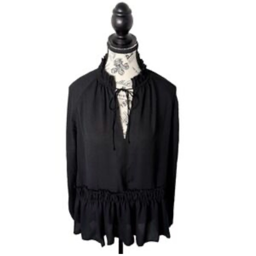Loft Peasant Top Medium Black EUC